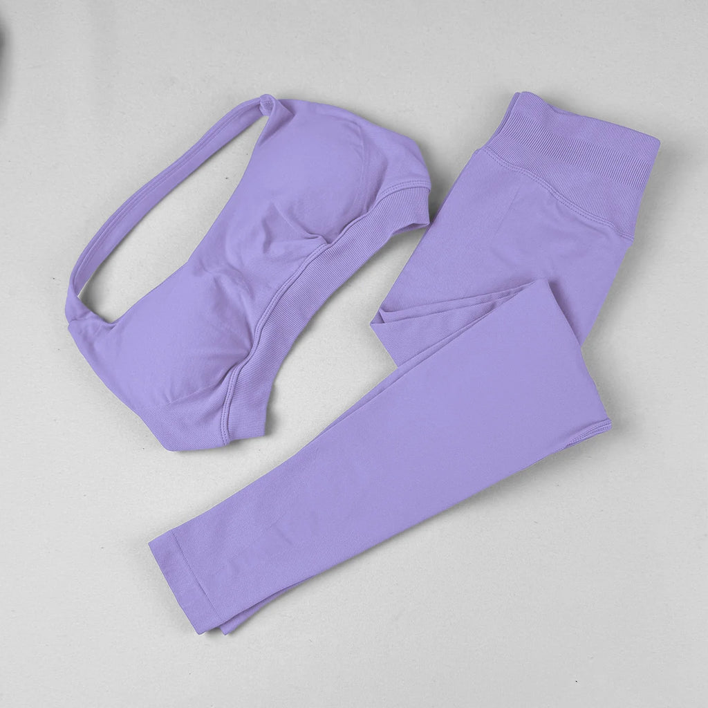 Two Piece Seamless leggings and Sports Bra Set 