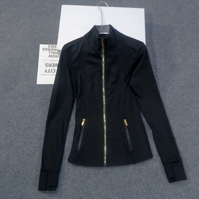 Gold Zipper Women's Fitness Jacket