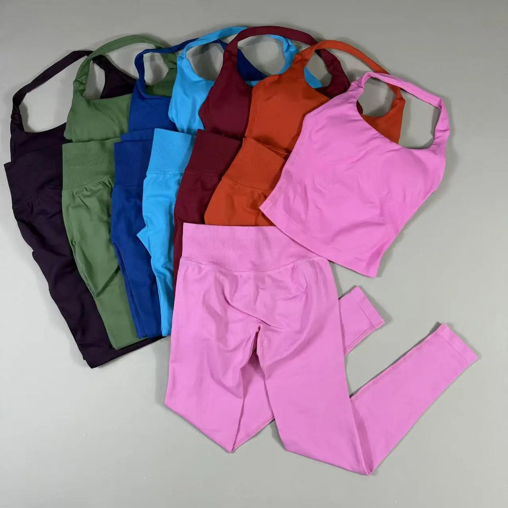 Two Piece Leggings and Longline Halter Bras Set