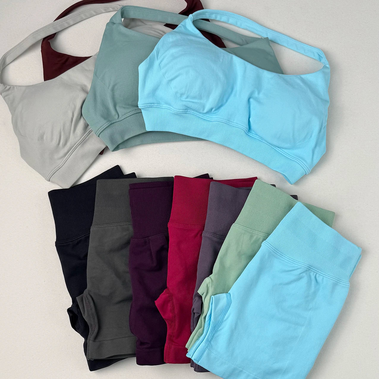 Two Piece Scrunch Shorts and High Support Sports Bra Set  