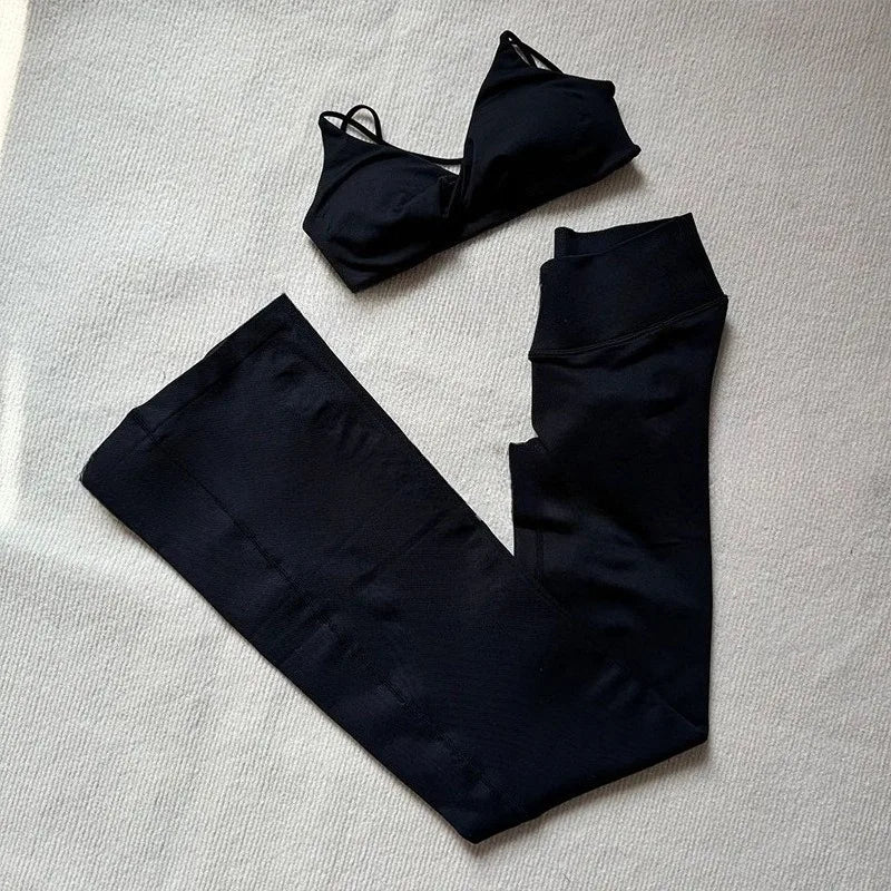Two Piece Wide leg Flared Pants Set