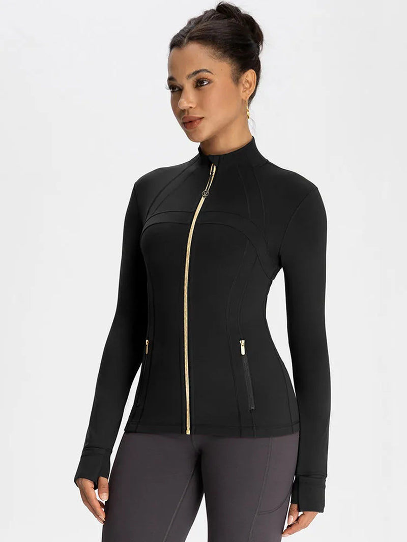 Gold Zipper Women's Fitness Jacket