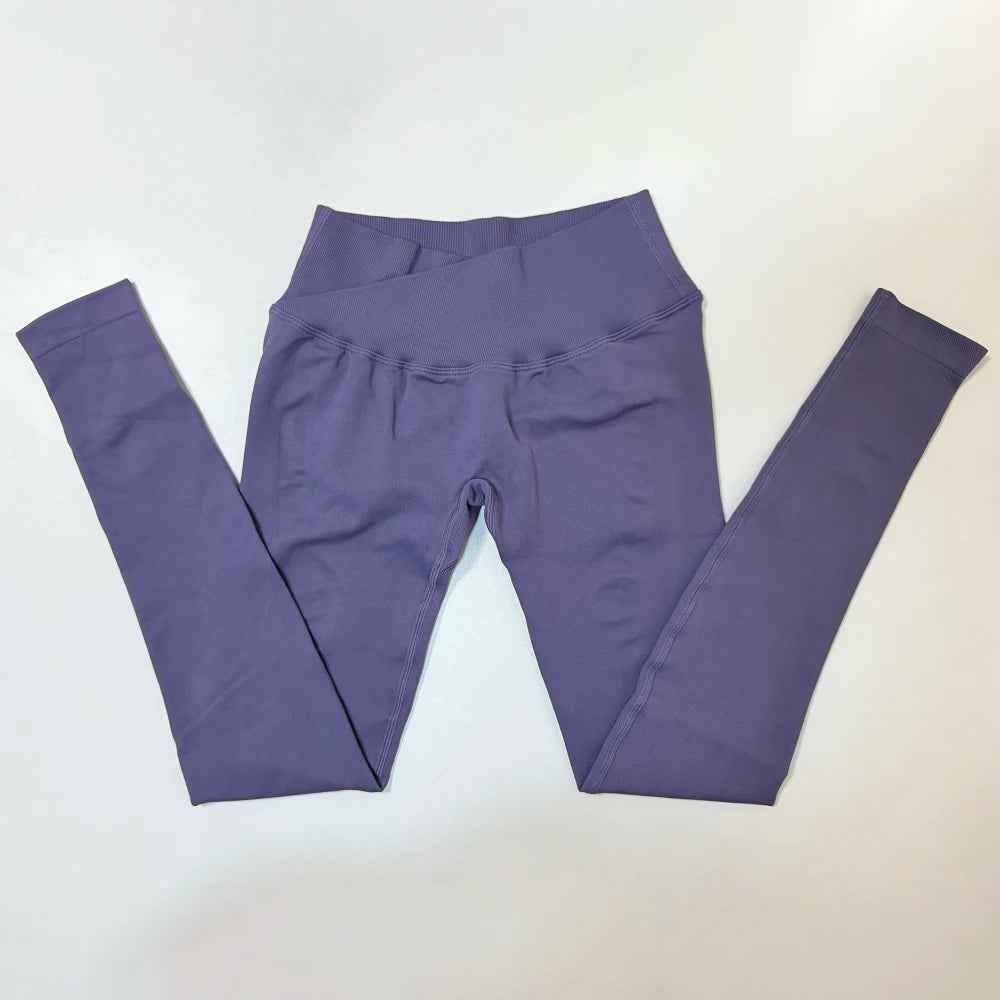 Cross Waist Seamless Scrunch Leggings 