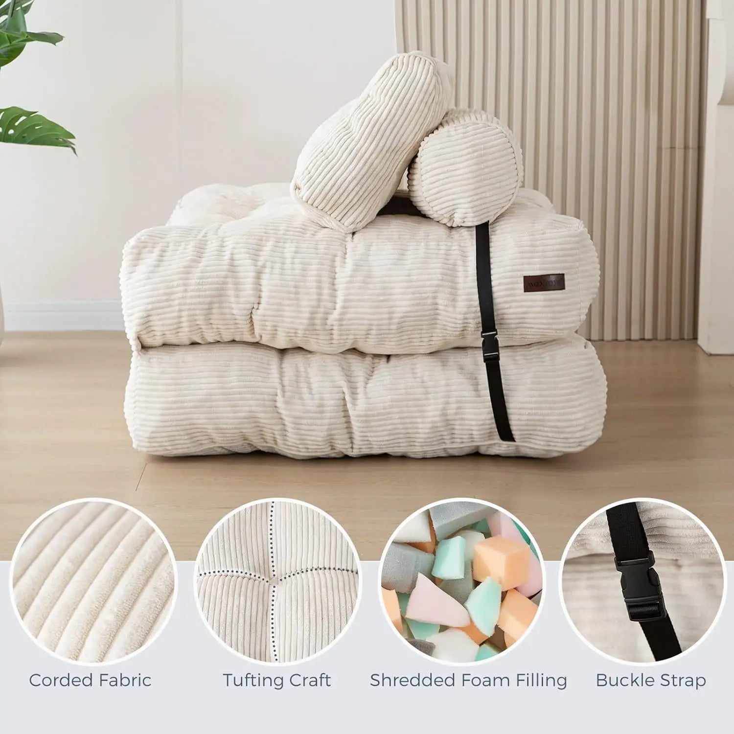 Convertible Folding Sofa Bed with Pillow and Foldable Mattress - Portable Sleeper Chair and Lounge Solution