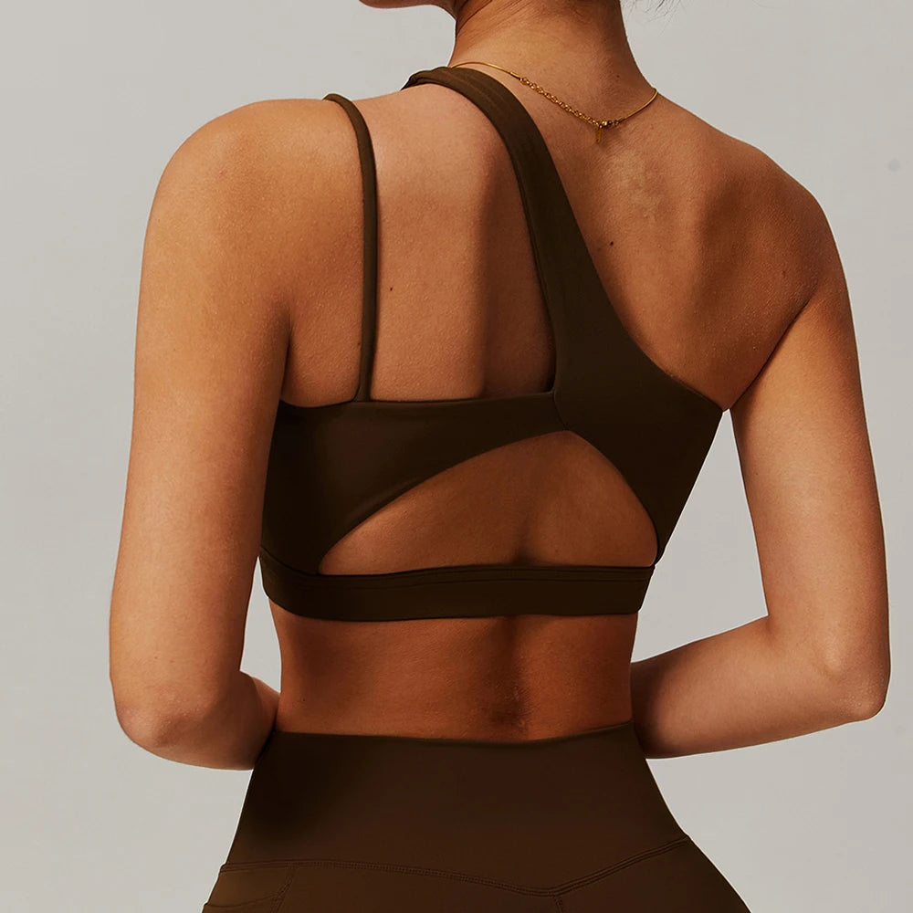 Off Shoulder Strap Sports Bra 