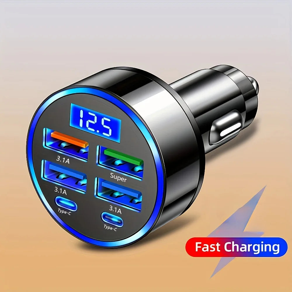 Six-in-One Digital Car Charger
