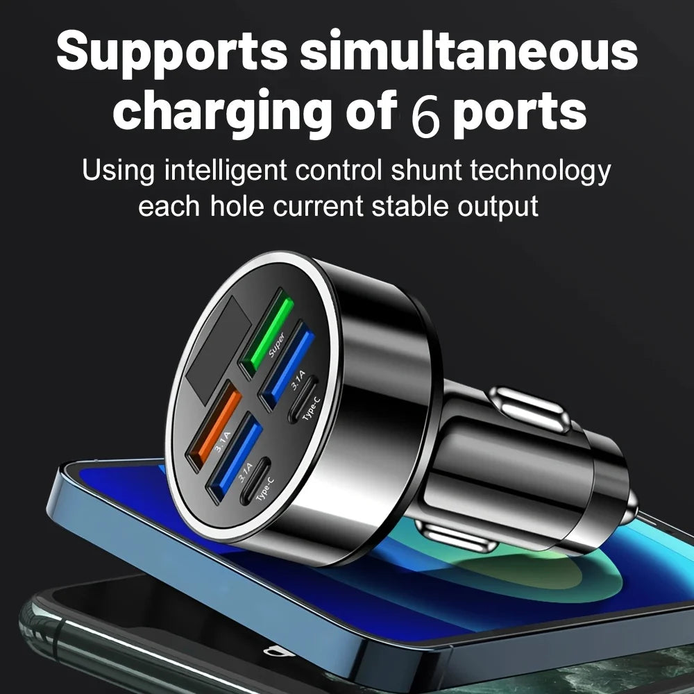 Six-in-One Digital Car Charger