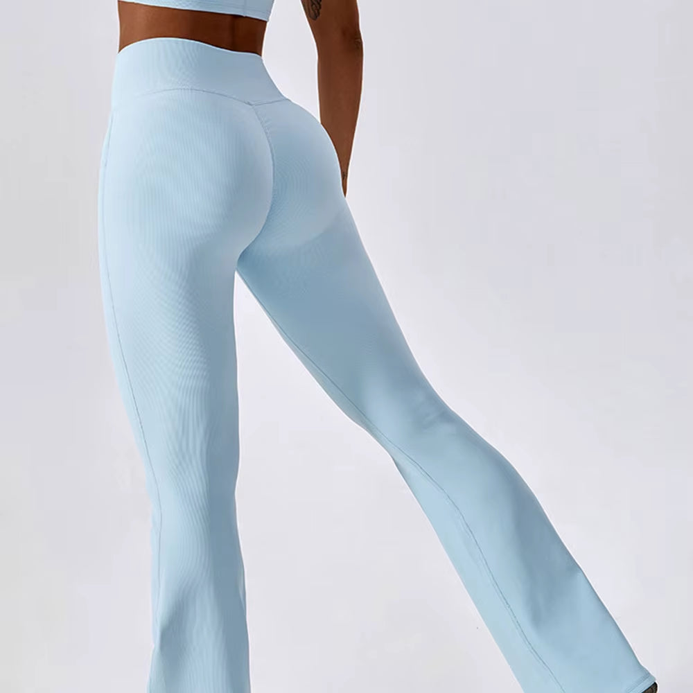 Front V Waist High Waisted Flare Leggings
