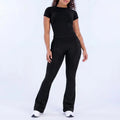Two Piece Impact Flared Pants and Short Sleeve Top Set