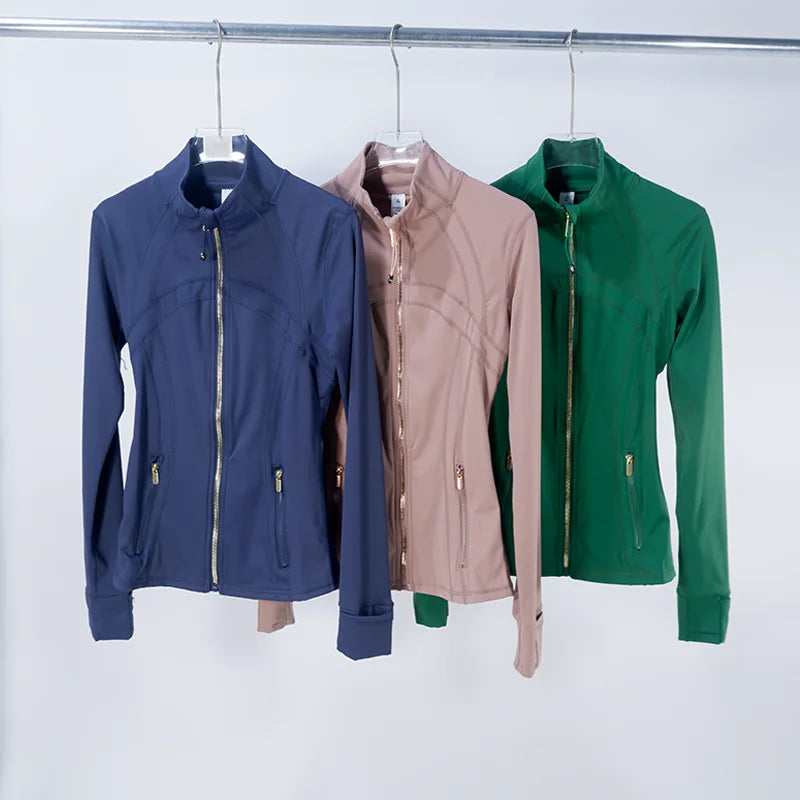 Gold Zipper Women's Fitness Jacket