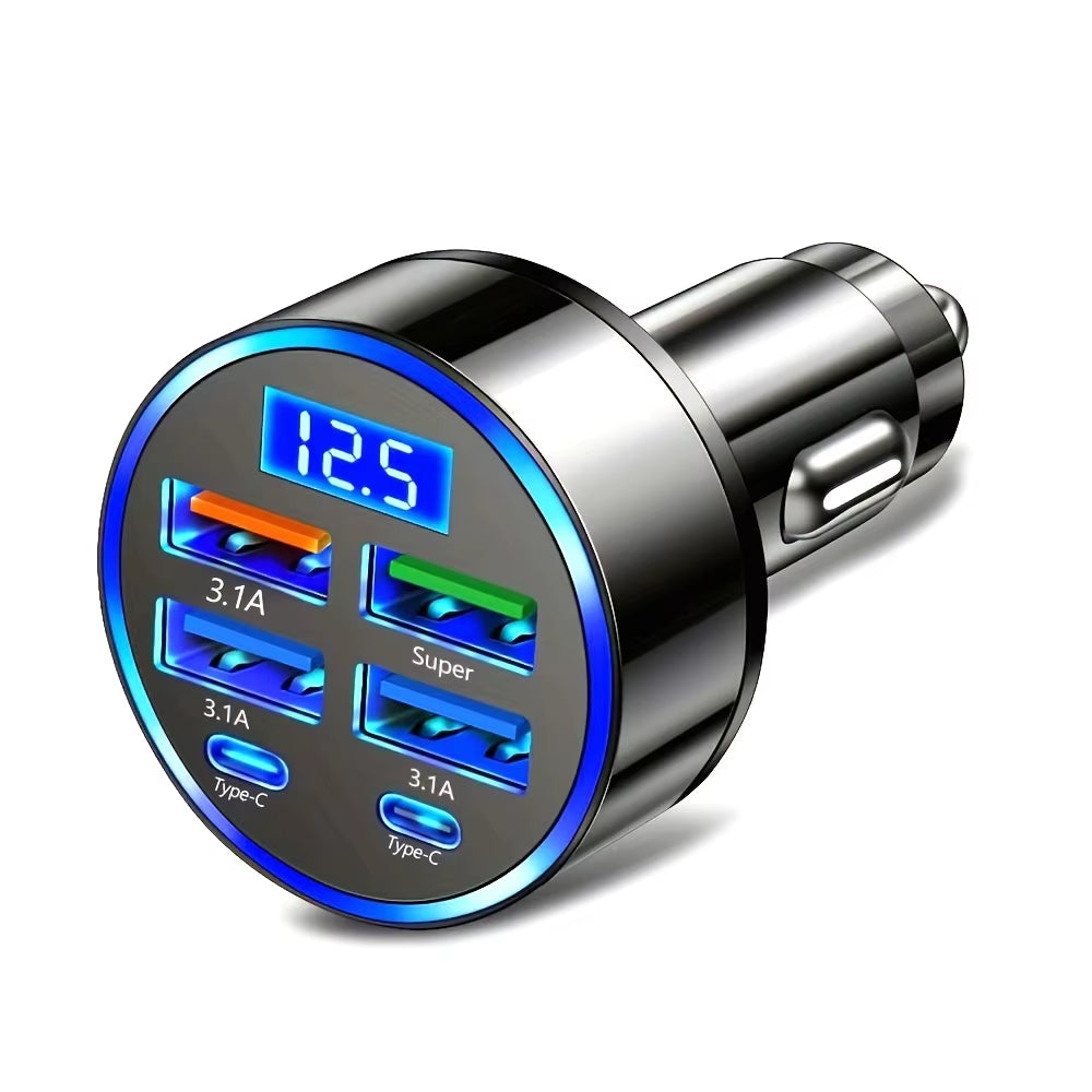 Six-in-One Digital Car Charger