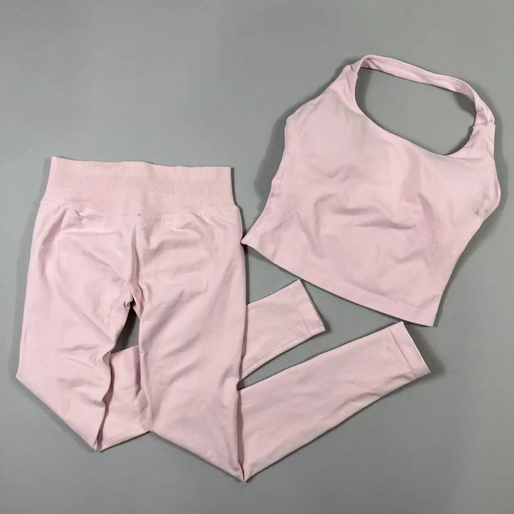 Two Piece Leggings and Longline Halter Bras Set