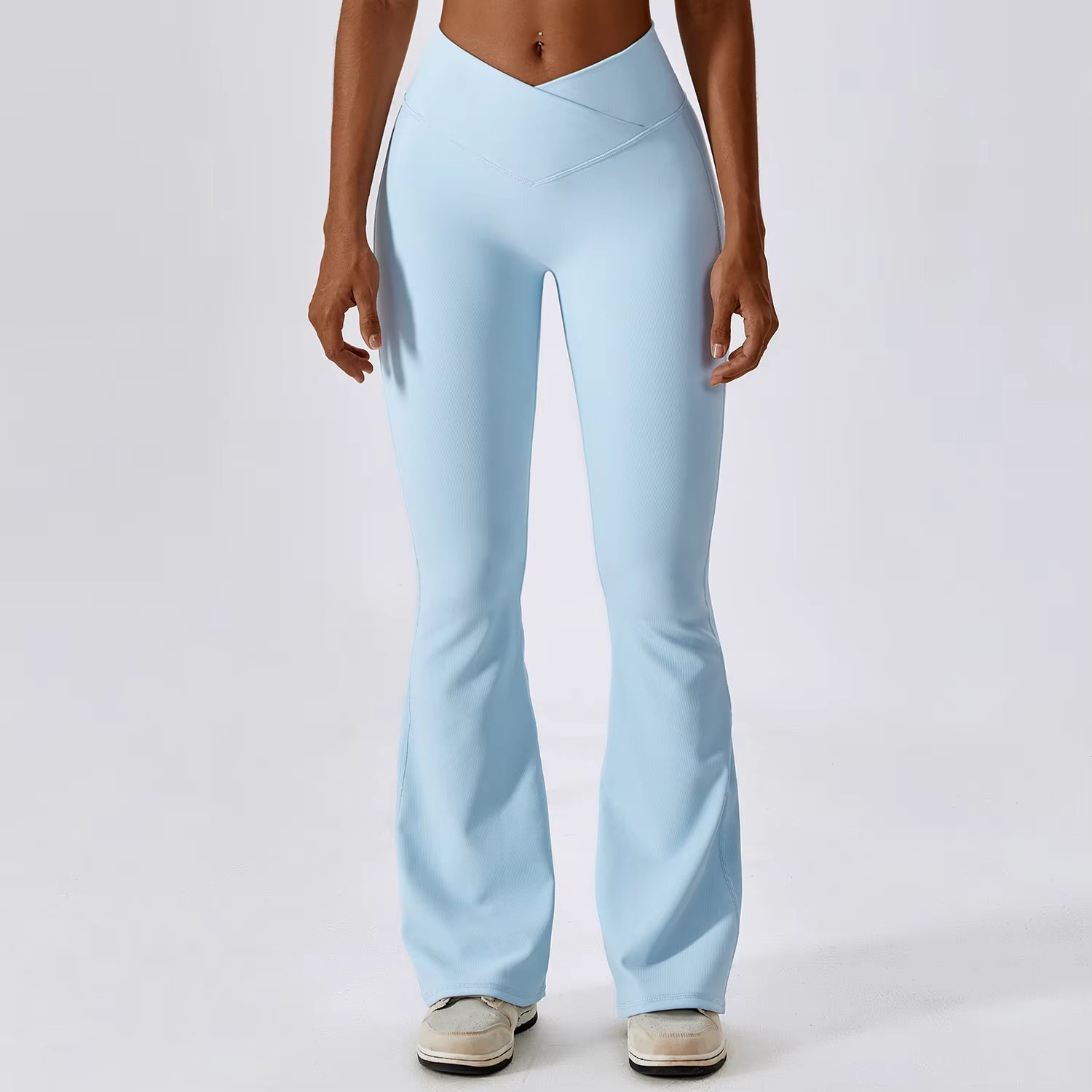 Front V Waist High Waisted Flare Leggings