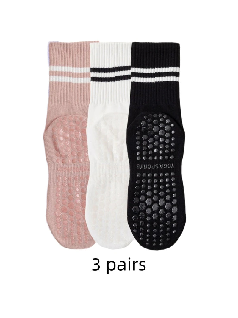 3 Pairs Anti Slip Fitness Socks