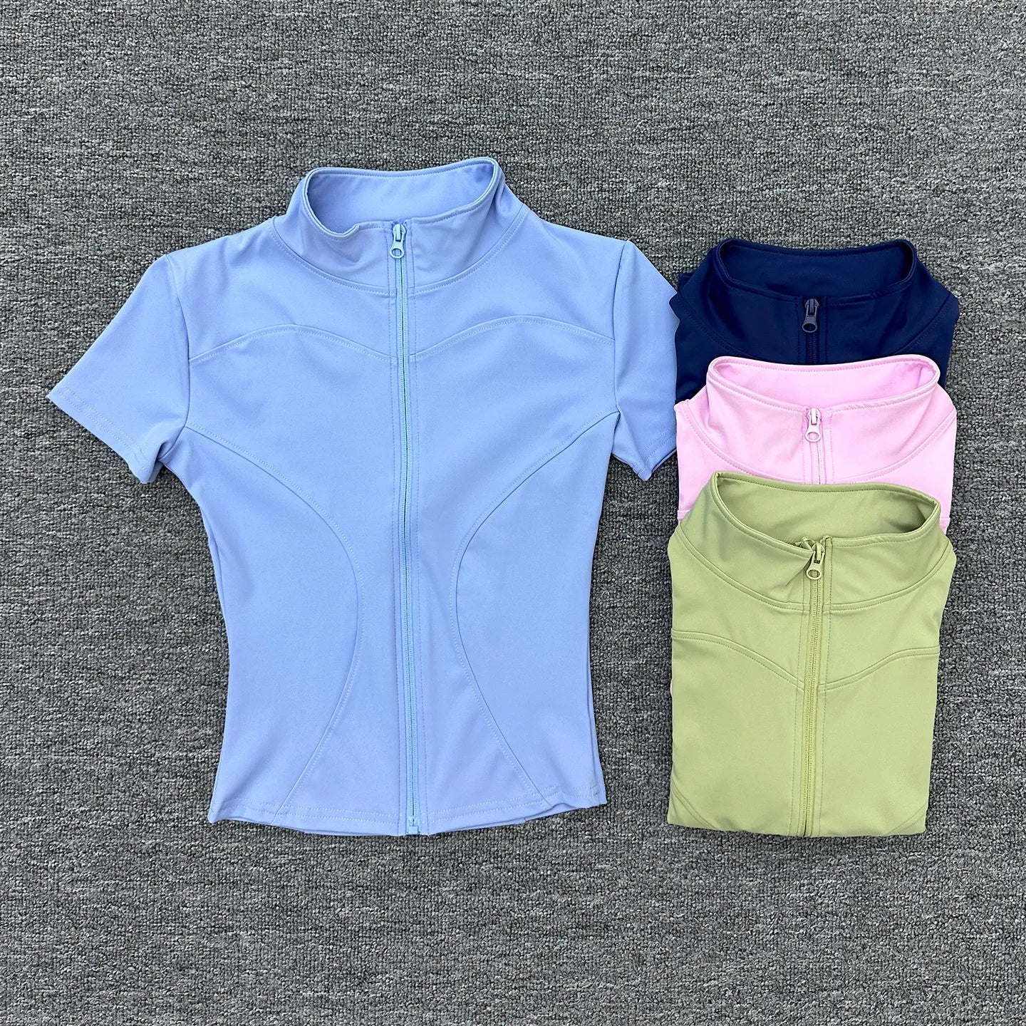 Short Sleeve Zip Up Fitness Jacket