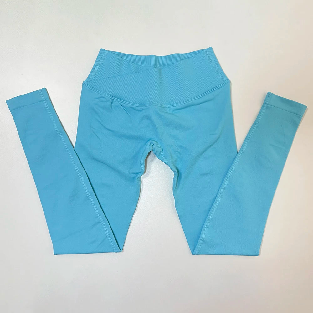 Cross Waist Seamless Scrunch Leggings 