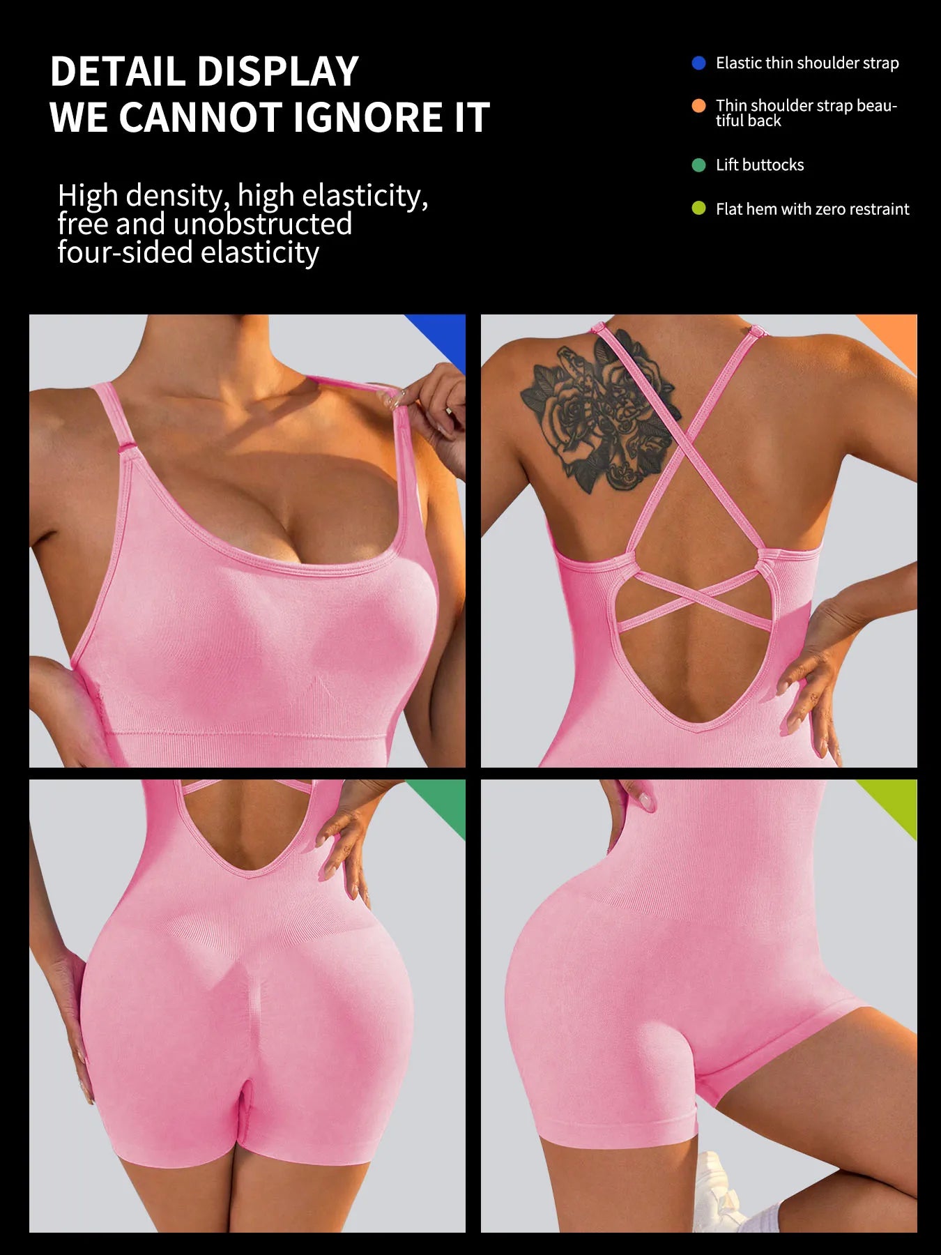 One-Piece  Open Back Yoga Jumpsuit