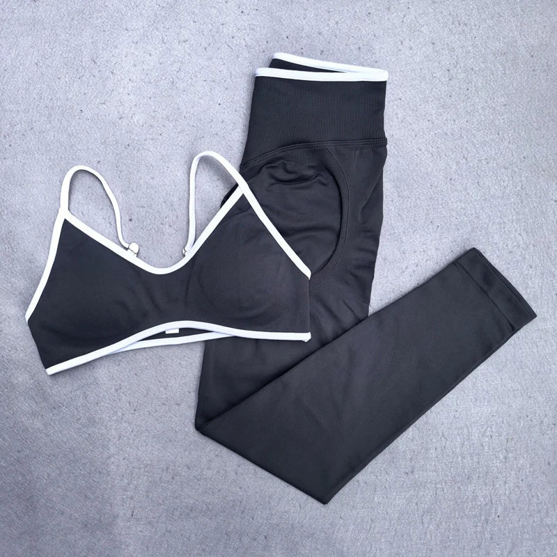 White Detail Legging and Sports Bra