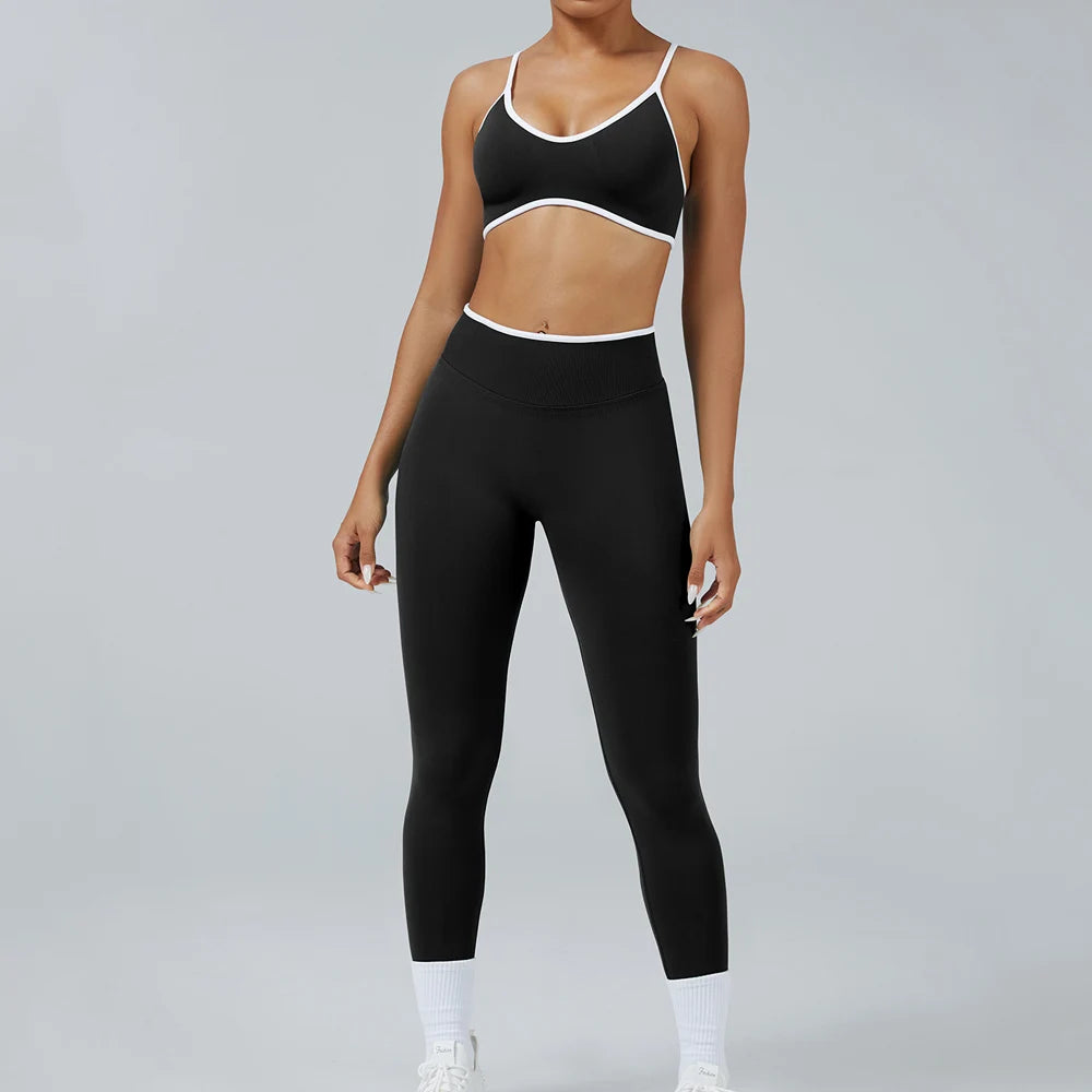 White Detail Legging and Sports Bra