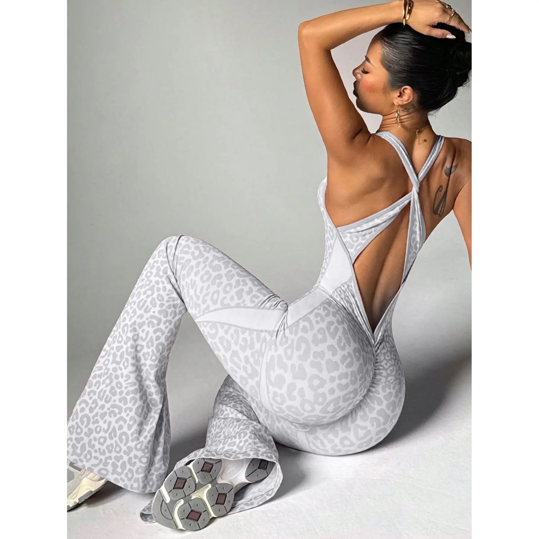Leopard Print Padded Sleeveless One Piece Suit