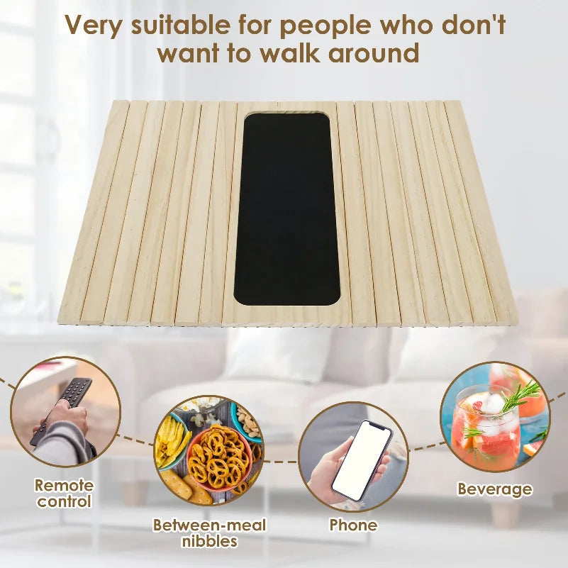Natural Wood Sofa Armrest Tray