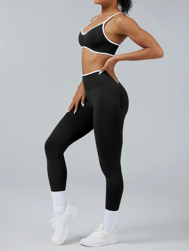 White Detail Legging and Sports Bra