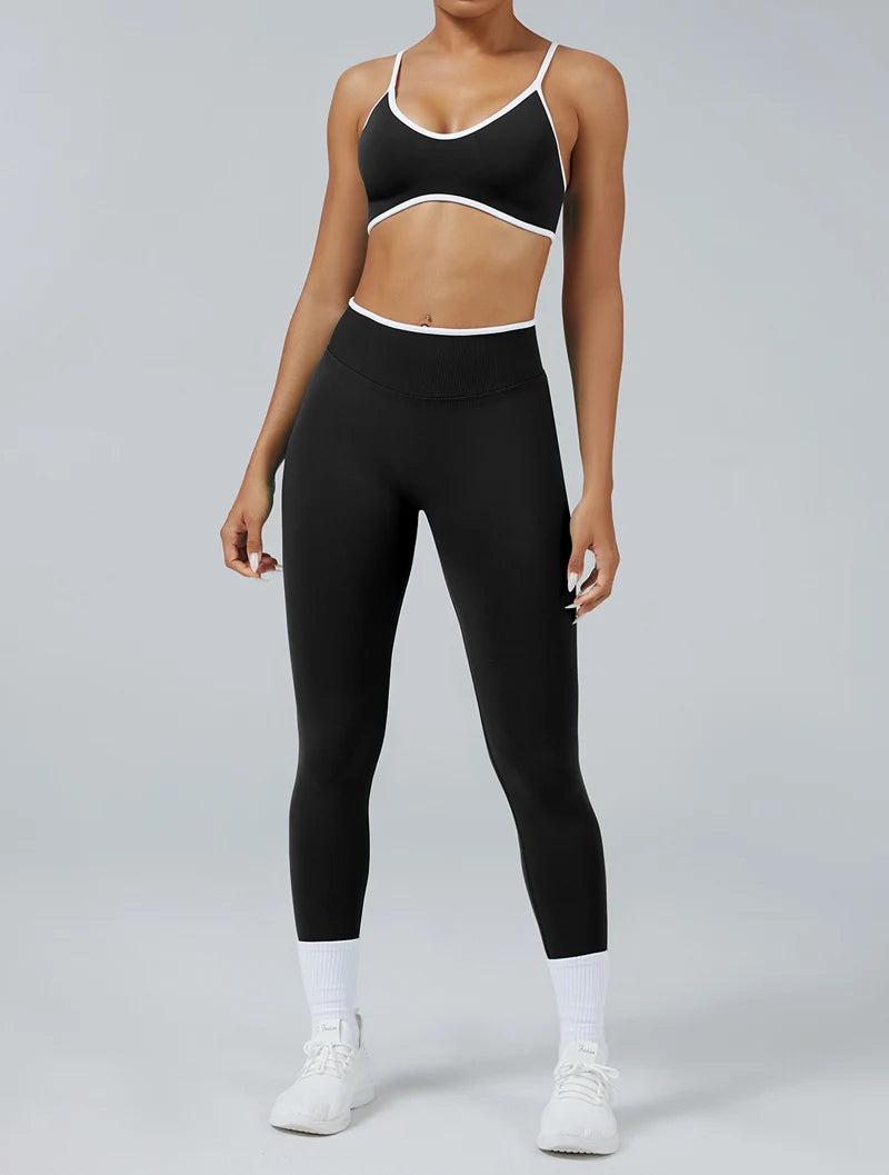 White Detail Legging and Sports Bra