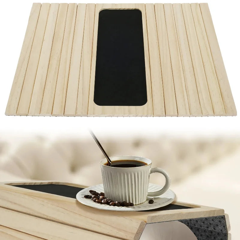 Natural Wood Sofa Armrest Tray