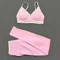 Two Piece Seamless Leggings and  Halter Bra Set