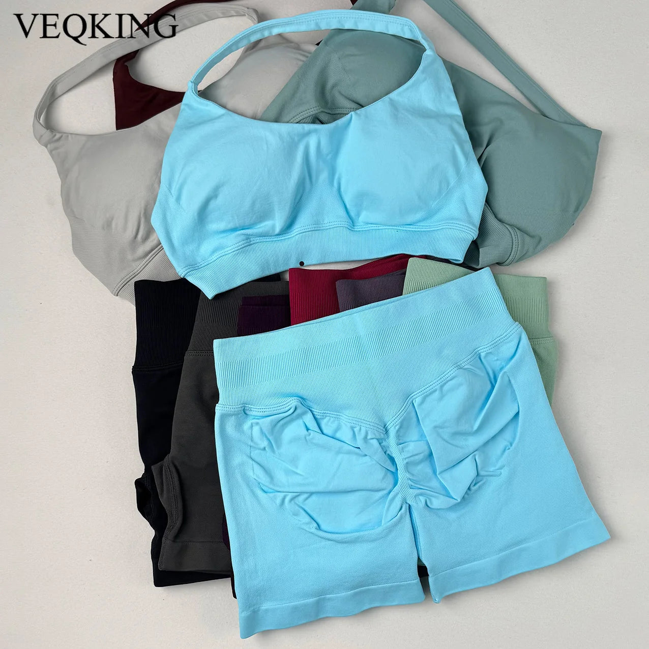 Two Piece Scrunch Shorts and High Support Sports Bra Set  