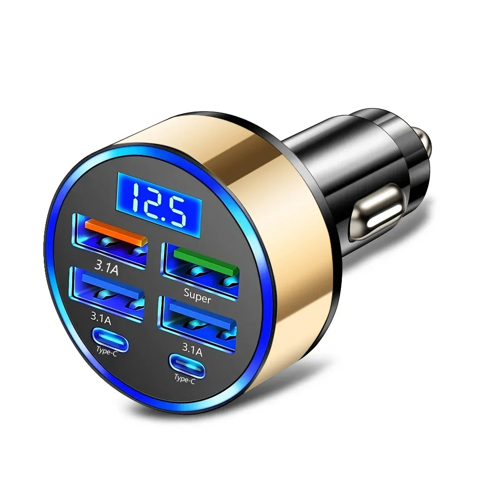 Six-in-One Digital Car Charger