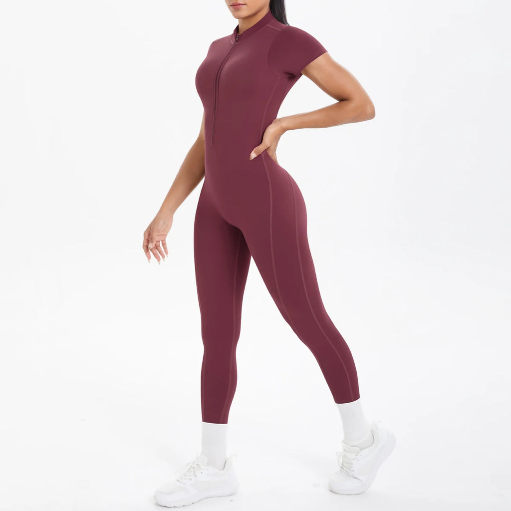 One Piece Short Sleeved Backless Jumpsuit