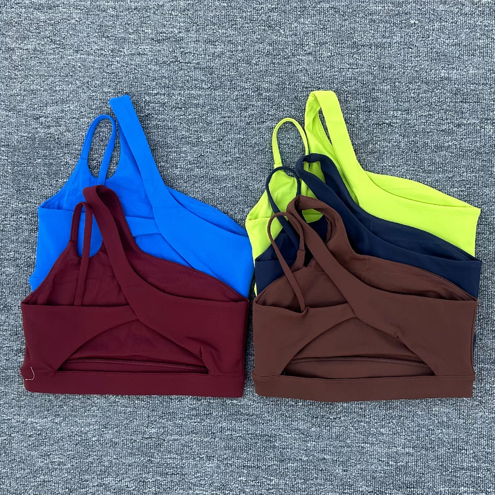 Off Shoulder Strap Sports Bra 