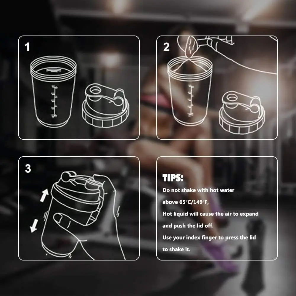 Triple Compartment  Protein Shaker Cup