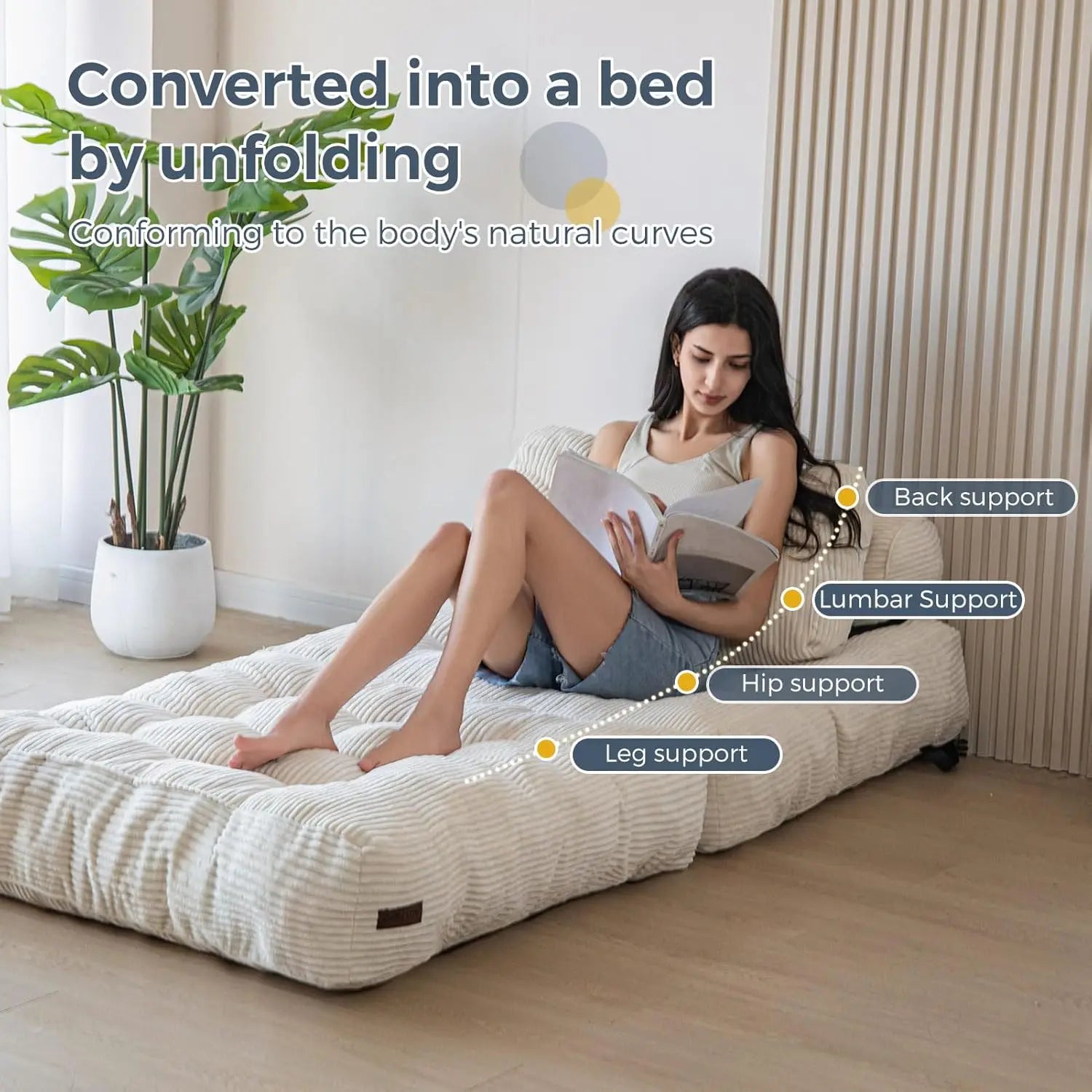Convertible Folding Sofa Bed with Pillow and Foldable Mattress - Portable Sleeper Chair and Lounge Solution