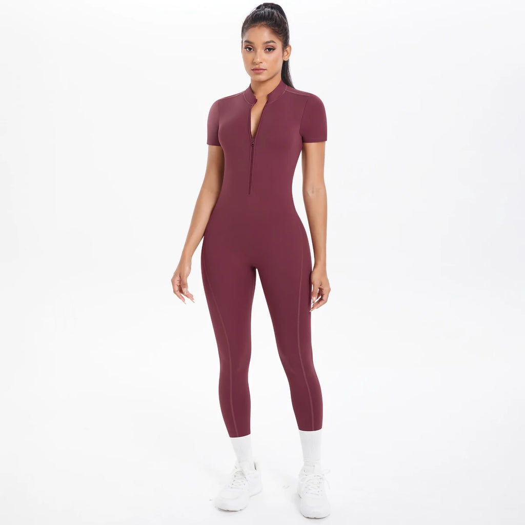 One Piece Short Sleeved Backless Jumpsuit