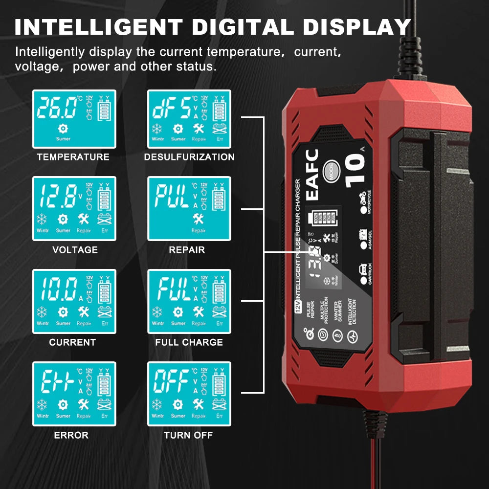 Smart LCD Car Battery Charger