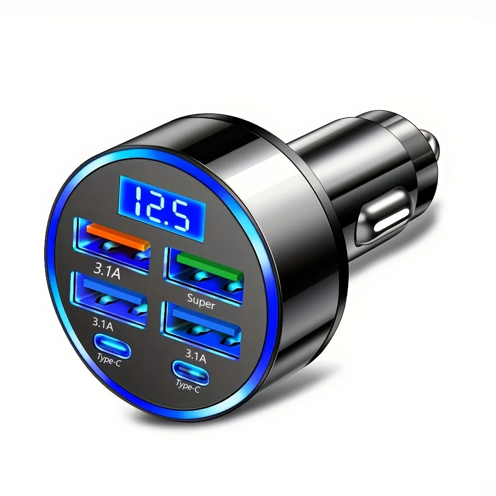 Six-in-One Digital Car Charger