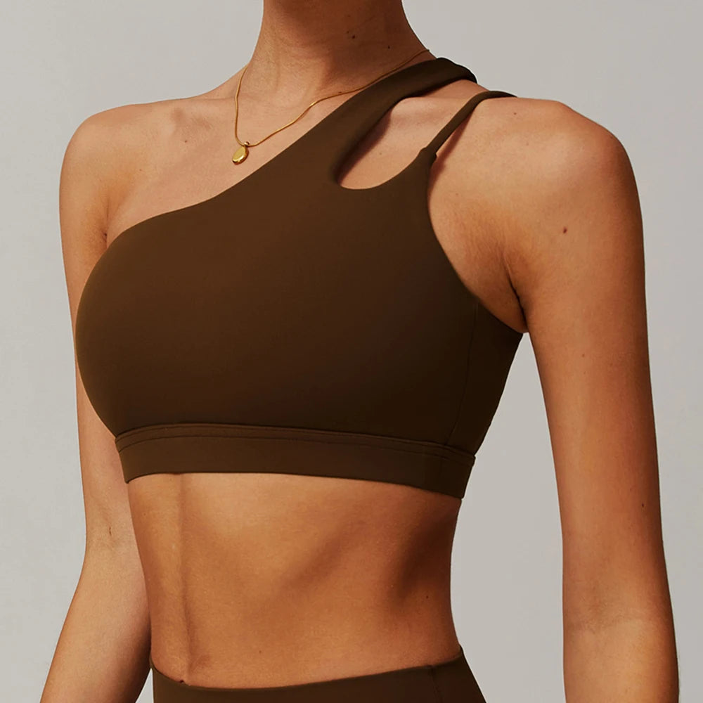 Off Shoulder Strap Sports Bra 